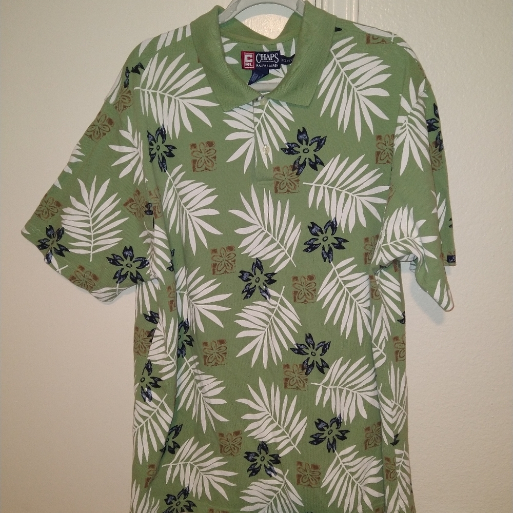 Ralph Lauren Chaps Floral Print Short Sleeve Polo Shirt Men's sz XXL